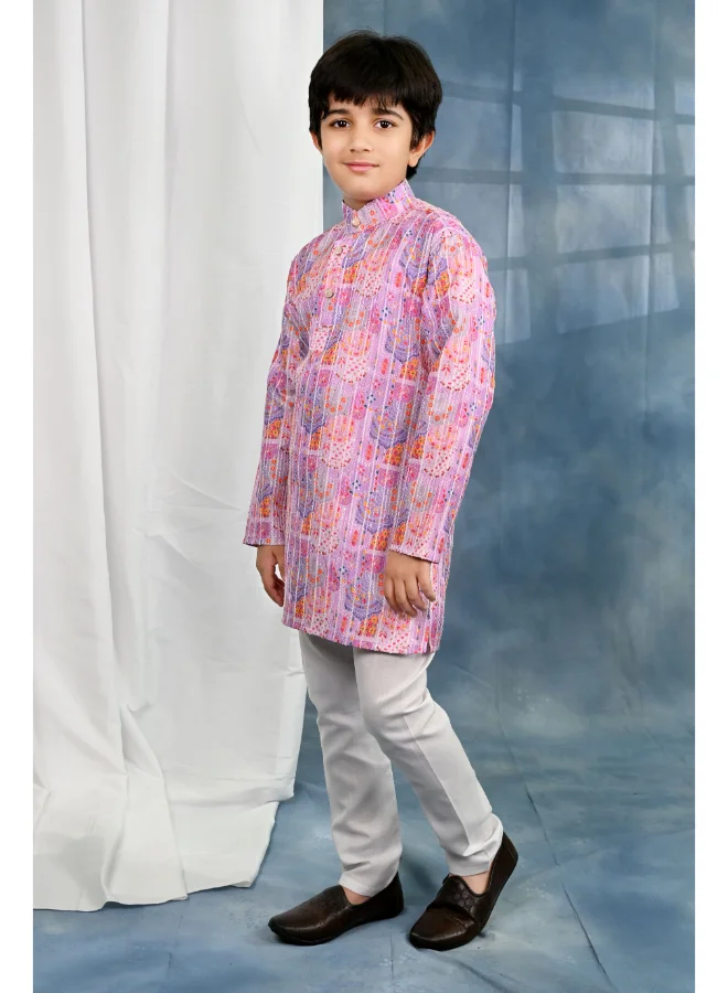 BT DEZINES Lavender Pink Kurta and Pyjama Set for Boys
