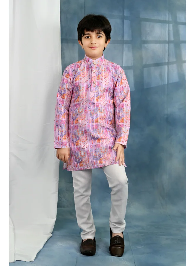 BT DEZINES Lavender Pink Kurta and Pyjama Set for Boys