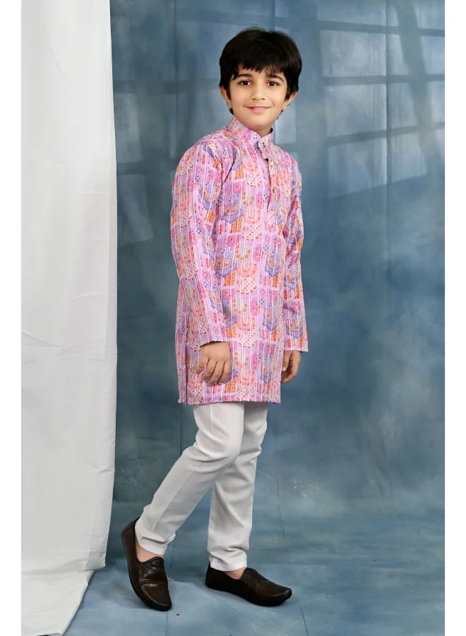 BT DEZINES Lavender Pink Kurta and Pyjama Set for Boys