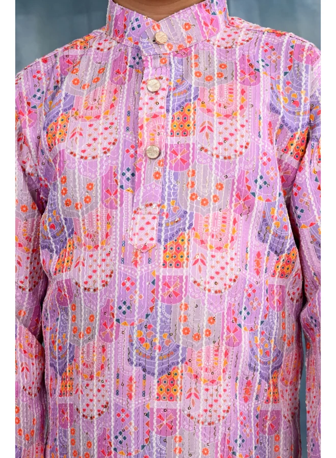 BT DEZINES Lavender Pink Kurta and Pyjama Set for Boys
