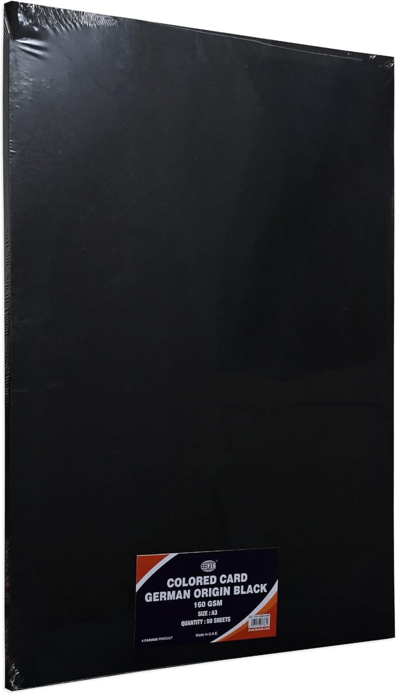 FIS® Colored Cards, German Origin, 160 Gsm, A3 Size (29.7x42.0cm), Pack of 50 Sheets, Black - Image 5