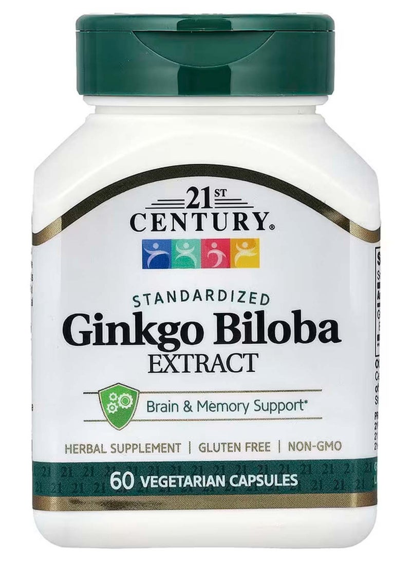 القرن الحادي والعشرون خلاصة الجنكة جنكو بيلوبا، مكمل غذائي، 60 كبسولة نباتية (60 ملجم لكل كبسولة) - Image 1