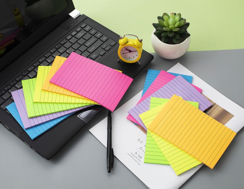 Kozerite (12 Pack) Lined Sticky Notes 4x6 in,Large Notepads with Lines,Ruled Stickies Super Sticking Power,Office School Memo Note Pads Bright Colors,Post on Windows Doors,Recyclable,Easy to Write on - Image 4