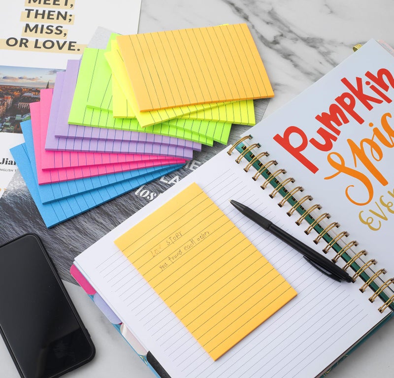 Kozerite (12 Pack) Lined Sticky Notes 4x6 in,Large Notepads with Lines,Ruled Stickies Super Sticking Power,Office School Memo Note Pads Bright Colors,Post on Windows Doors,Recyclable,Easy to Write on - Image 5