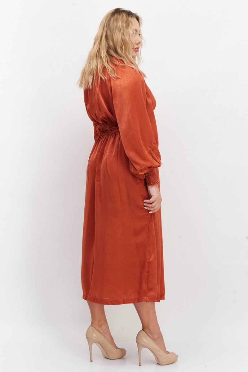 RIVER ISLAND Women Solid Midi Dress, Brown - Image 4