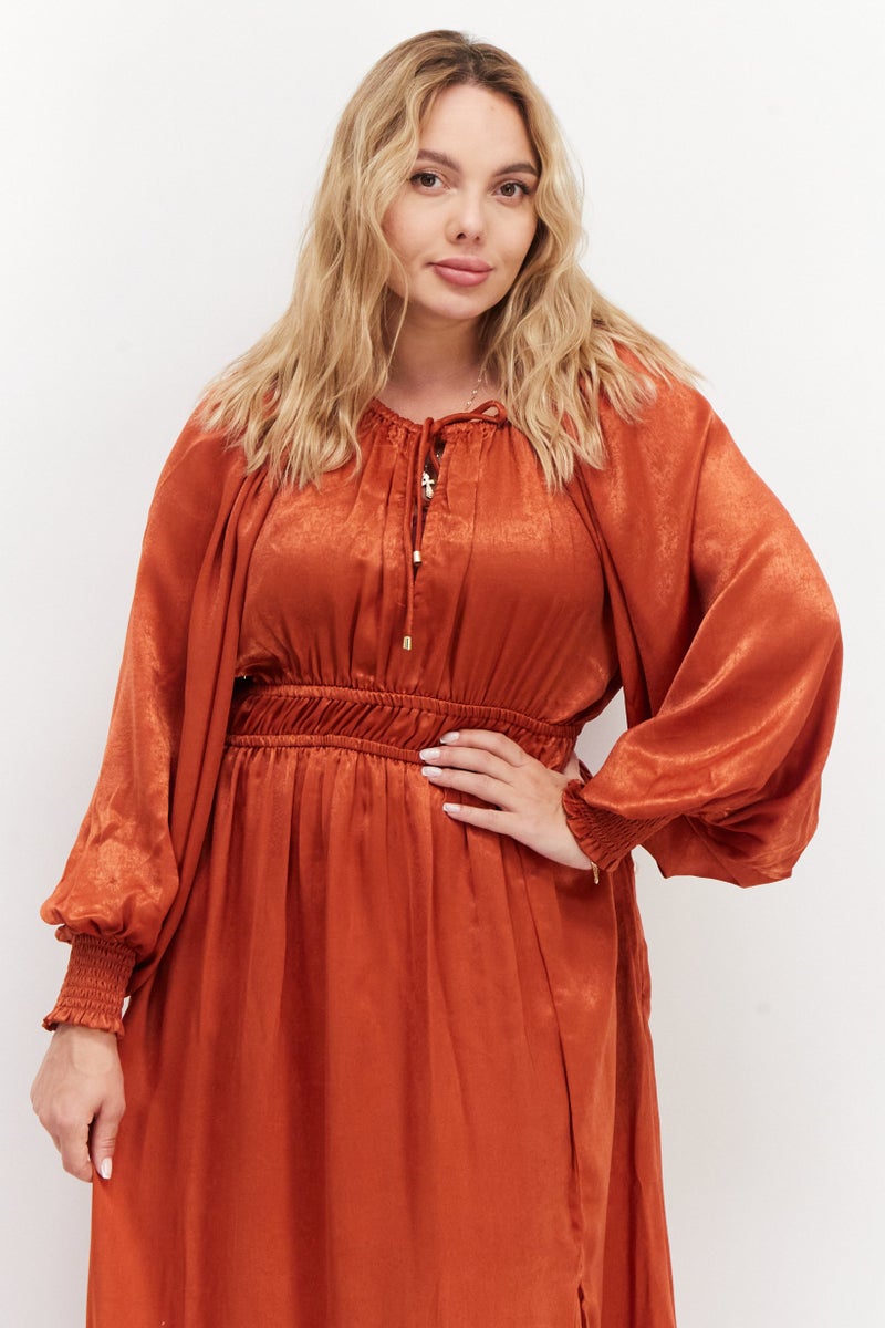 RIVER ISLAND Women Solid Midi Dress, Brown - Image 2