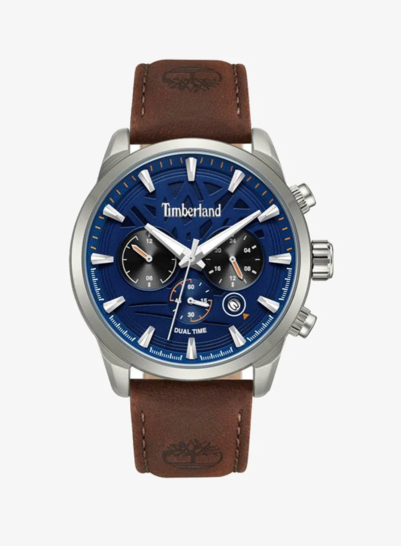 تمبرلاند Henniker II Blue Dial Leather Strap Multifunction Watch for Men, 44mm