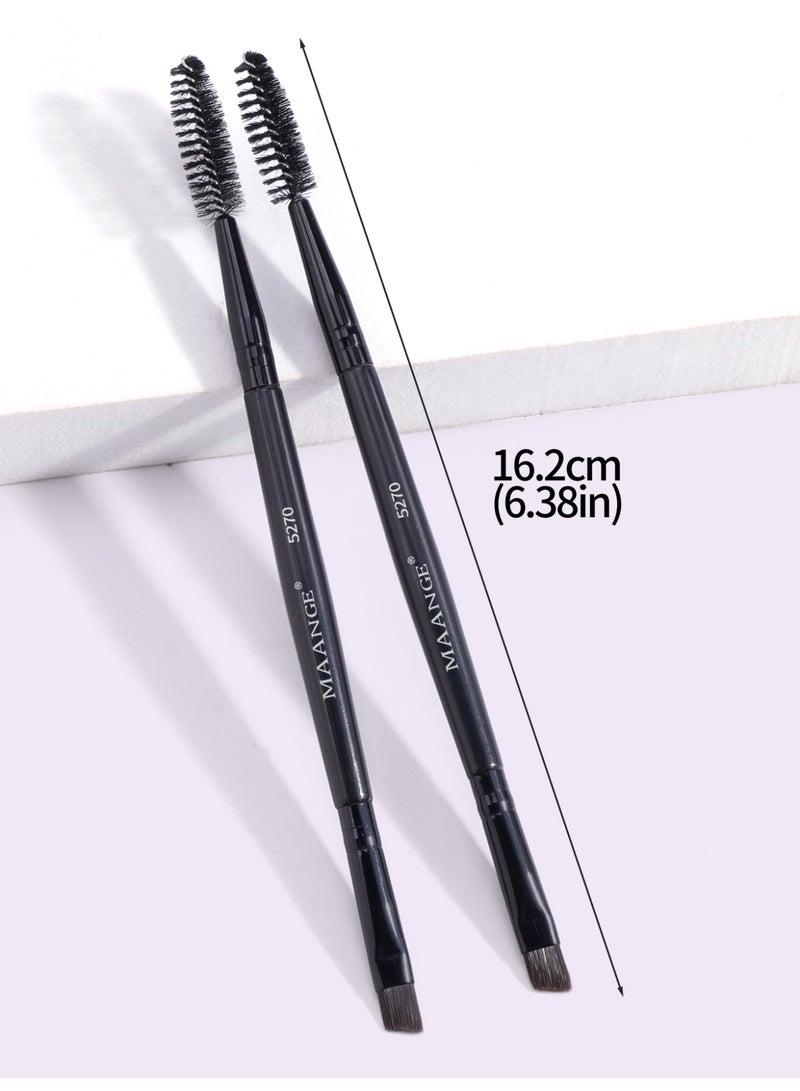 MAANGE Duo Eye brow Brush, Angled Eyebrow Brush and Spoolie Brush, Eyelash Comb Eyebrow Brush Tool, Angled Brush, For Grooming & Lifting Brows & Applying Brow Wax(Black,5Pcs) - Image 4