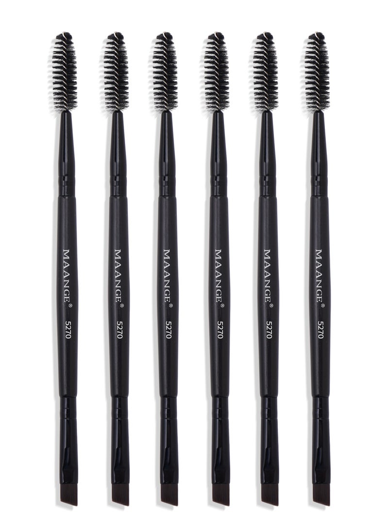 MAANGE Duo Eye brow Brush, Angled Eyebrow Brush and Spoolie Brush, Eyelash Comb Eyebrow Brush Tool, Angled Brush, For Grooming & Lifting Brows & Applying Brow Wax(Black,5Pcs) - Image 1