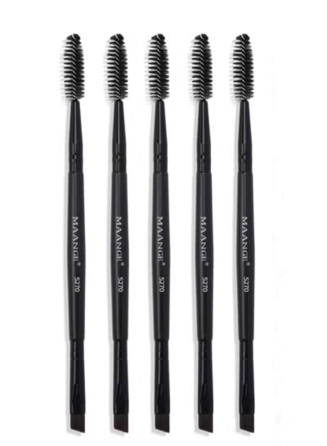 MAANGE Duo Eye brow Brush, Angled Eyebrow Brush and Spoolie Brush, Eyelash Comb Eyebrow Brush Tool, Angled Brush, For Grooming & Lifting Brows & Applying Brow Wax(Black,5Pcs) - Image 2