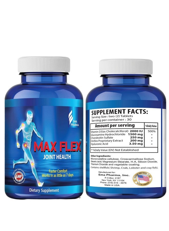 Generic MAX FLEX UC-II, Collagen Supplement for Joint Health - Advanced Joint Support Supplement with Glucosamine, Chondroitin, Joint Inflammatory Relief as Turmeric - Gluten Free - 60 Tablets, 2 Tablets/Day  - Image 1