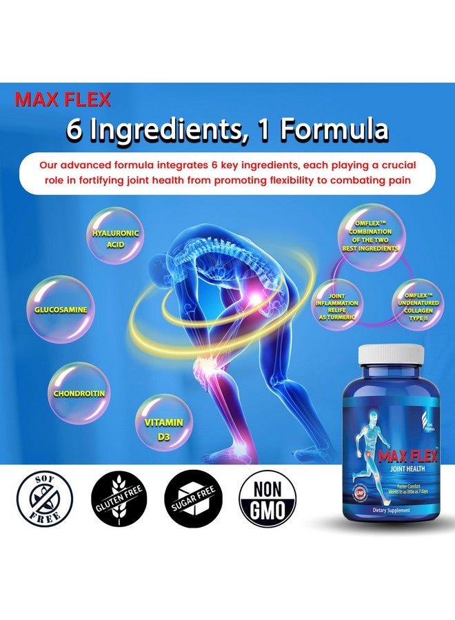 Generic MAX FLEX UC-II, Collagen Supplement for Joint Health - Advanced Joint Support Supplement with Glucosamine, Chondroitin, Joint Inflammatory Relief as Turmeric - Gluten Free - 60 Tablets, 2 Tablets/Day  - Image 5