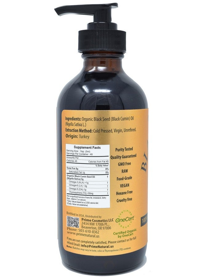 PRIME NATURAL Organic Black Seed Oil 8oz | Cold Pressed Unrefined High Thymoquinone 1.7% USDA Certified | Turkish Origin Potent Pure Nigella Sativa Liquid | Vegan Omega 3 6 9, Antioxidant - Image 2
