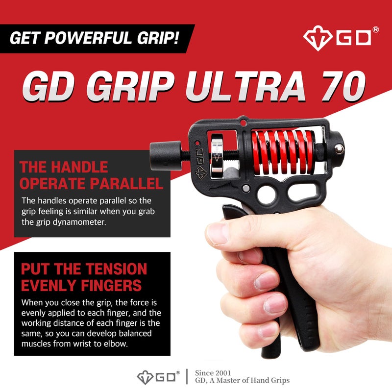 GD GRIP ULTRA 70 (44~154 lb) Hand Grip Strengthener, Adjustable Hand Strength Trainer Hand Gripper Wrist Forearm Trainer Arm wrestling Exerciser for Athlets - Image 2