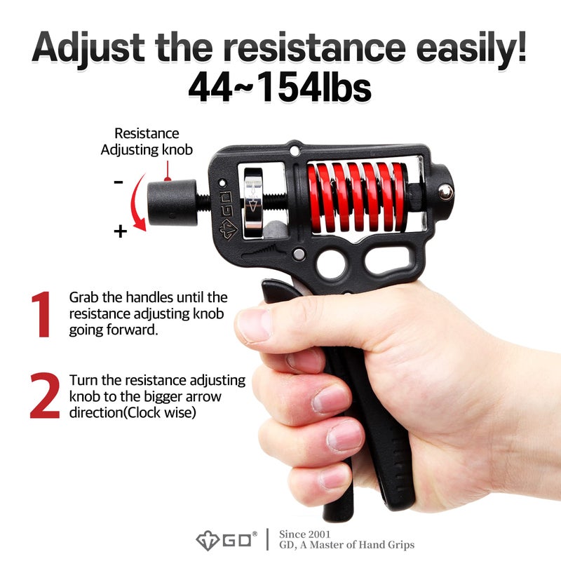 GD GRIP ULTRA 70 (44~154 lb) Hand Grip Strengthener, Adjustable Hand Strength Trainer Hand Gripper Wrist Forearm Trainer Arm wrestling Exerciser for Athlets - Image 4