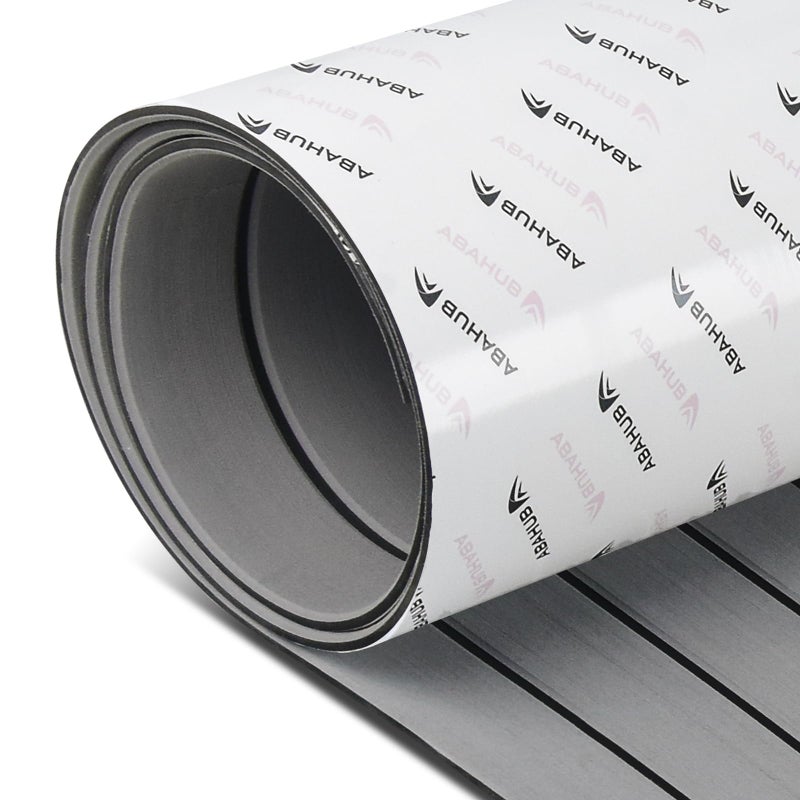 Abahub EVA Foam Boat Decking 48''x16.8'' Self-Adhesive Faux Teak Marine Flooring Sheet Traction Pad for Boats Surfboard, Gray with Black Seam Lines - Image 1