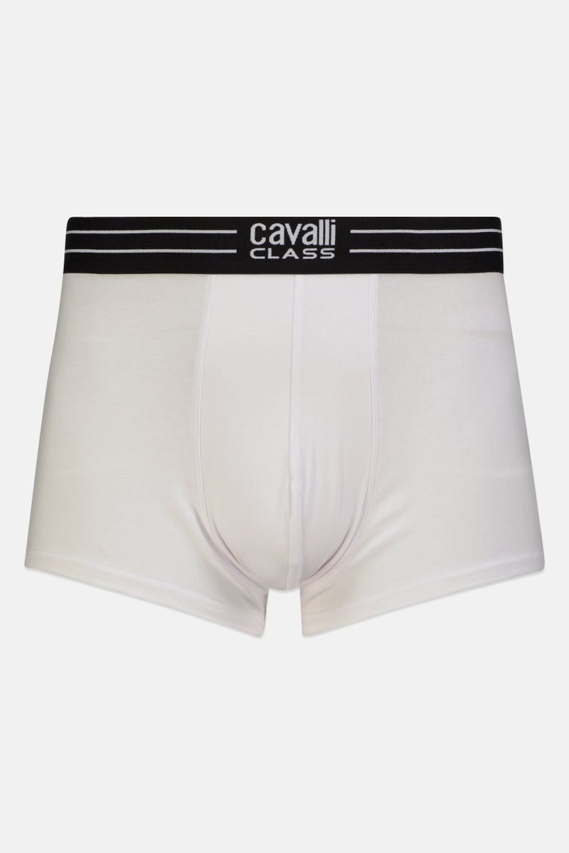 Cavalli Class Men 2 Pack Brand Logo Trunks, White - Image 3