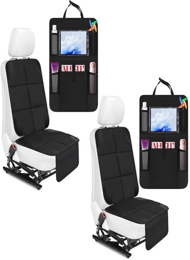 Aurelema 4 Pack Non-slip Car Seat Protector and Backseat Organizer Kick Mat with Tablet Holder, Large Waterproof Car Seat Protector with Storage Pockets for Leather and Fabric - Image 1
