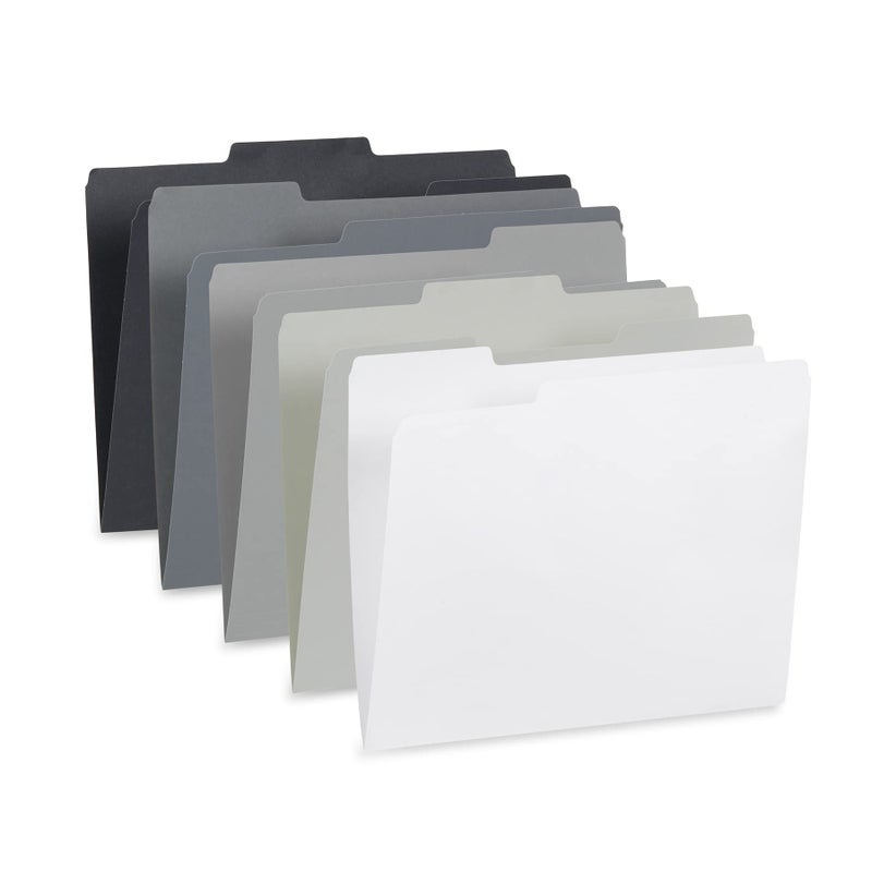Blue Summit Supplies 100 Grayscale File Folders, Letter Size, 1/3 Cut Tab, Modern Gray, Black, and White Folder Assortment, Great for Organizing and Easy File Storage, 100 Per Box - Image 1