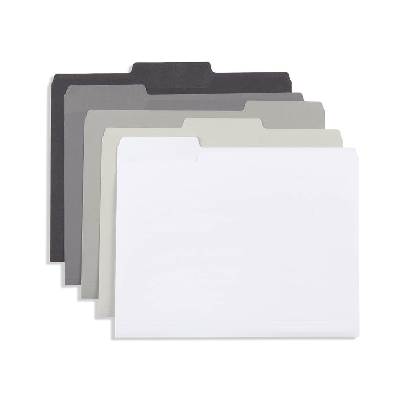 Blue Summit Supplies 100 Grayscale File Folders, Letter Size, 1/3 Cut Tab, Modern Gray, Black, and White Folder Assortment, Great for Organizing and Easy File Storage, 100 Per Box - Image 2