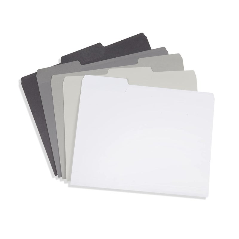 Blue Summit Supplies 100 Grayscale File Folders, Letter Size, 1/3 Cut Tab, Modern Gray, Black, and White Folder Assortment, Great for Organizing and Easy File Storage, 100 Per Box - Image 3