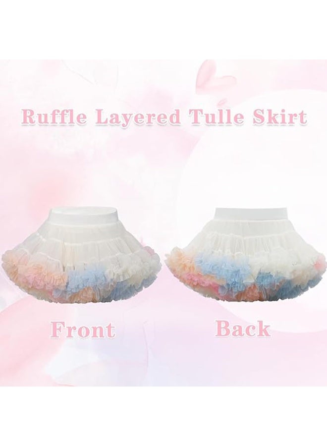 LAMAY Tutu Skirt Girl Fluffy Tutu Skirt Toddler Tulle Fluffy Princess Infant Baby Pettiskirt Tiered Pleated Birthday Party (Rainbow-S) - Image 3
