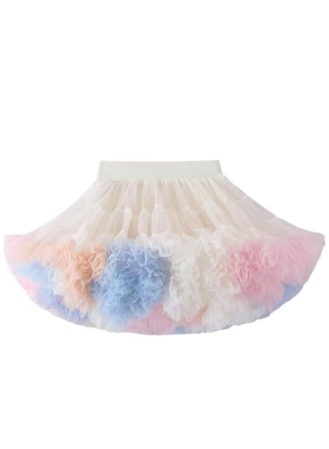 LAMAY Tutu Skirt Girl Fluffy Tutu Skirt Toddler Tulle Fluffy Princess Infant Baby Pettiskirt Tiered Pleated Birthday Party (Rainbow-S) - Image 1