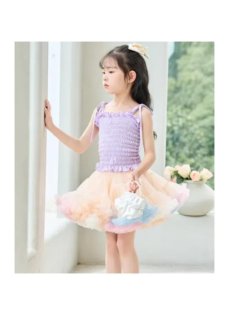 LAMAY Tutu Skirt Girl Fluffy Tutu Skirt Toddler Tulle Fluffy Princess Infant Baby Pettiskirt Tiered Pleated Birthday Party (Rainbow-S) - Image 2