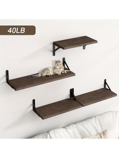 Uwals 4pcs Rustic Wood Floating Shelves, Wall Mounted Storage Rack, Photo & Vase Display Shelf, Wall Decor, Home Decor, Aesthetics Room Decor, Storage & Organization For Bathroom, Bedroom, Living Room  - Image 4