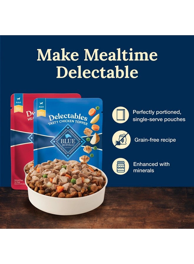 بلو بافلو مجموعة متنوعة من إضافات طعام الكلاب الرطب الطبيعي من بلو بافالو ديلكتابلز، دجاج لذيذ ولحم بقري شهي، قطع في المرق، ٨٧ غرامًا (١٢ كيسًا، ٦ من كل نكهة) - Image 4