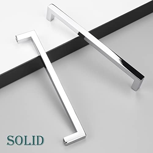 GOBEKOR 10 Pack Polished Chrome Cabinet Handles 6-1/4 Inch Hole Center Chrome Cabinet Pulls, Square Drawer Pulls Solid Dresser Handles Cabinet Hardware - Image 3