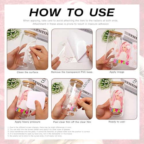 PureGlow Co 4 Sheet UV DTF Cup Wraps for 16 Oz Glass Cups American Football Waterproof UV DTF Stickers Rub on Transfers for Crafts Tumblers Cup Wood Furniture Car DIY Decor Wrap Decals (02) - Image 3