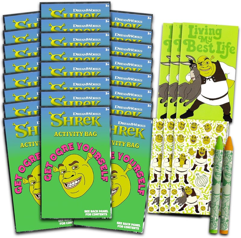 DreamWorks Shrek Birthday Party Favors Set  Bundle with 24 Shrek Play Packs  Mini Coloring Books Stickers and More for Goodie Bags Shrek Party Supplies - Image 1