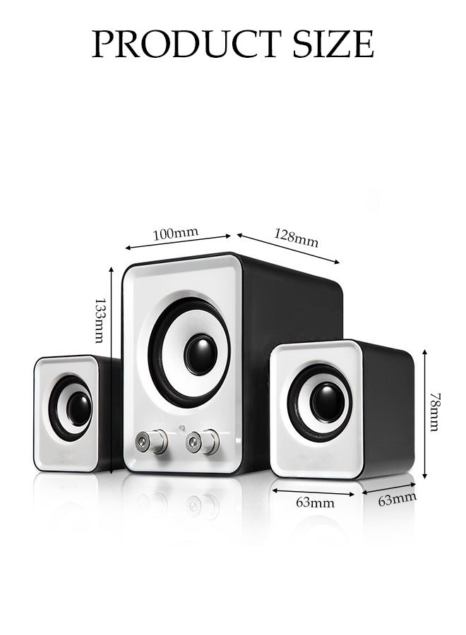 DUNISO Multimedia Speaker，Computer Speaker, Home Desktop Speaker Three Piece Set, Full Range Audio, Strong Bass,3.5mm Audio Inputs,Suitable for Laptops, Tablets, Smart TVs, Mobile Phones - Image 2