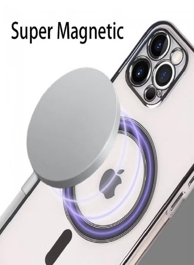 فيسوس جراب لهاتف iPhone 13 Pro مقاس 6.1 بوصة متوافق مع جراب شحن لاسلكي مغناطيسي ماجسيف غطاء كريستال بتصميم شفاف أسود - Image 3