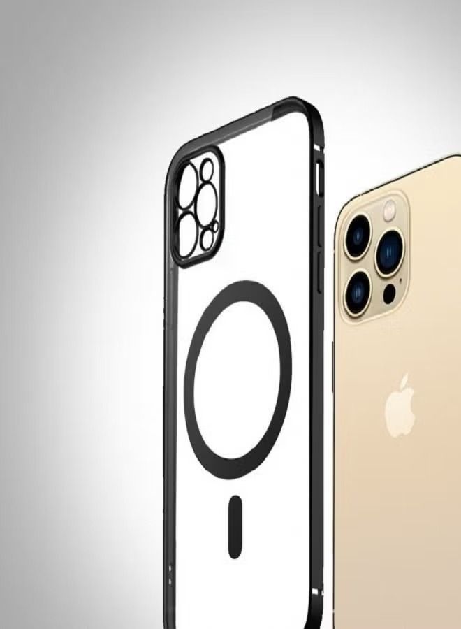 فيسوس جراب لهاتف iPhone 13 Pro مقاس 6.1 بوصة متوافق مع جراب شحن لاسلكي مغناطيسي ماجسيف غطاء كريستال بتصميم شفاف أسود - Image 2