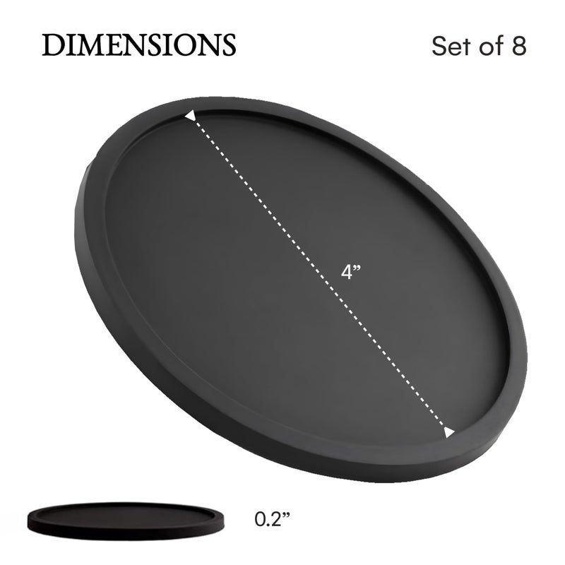 Barvivo Barvivo Drink Coasters Set of 8 - Tabletop Protection for Any Table Type, Wood, Granite, Glass, Soapstone, Marble, Stone Tables - Perfect Grey Soft Coaster Fits Any Size of Drinking Glasses.  - Image 3