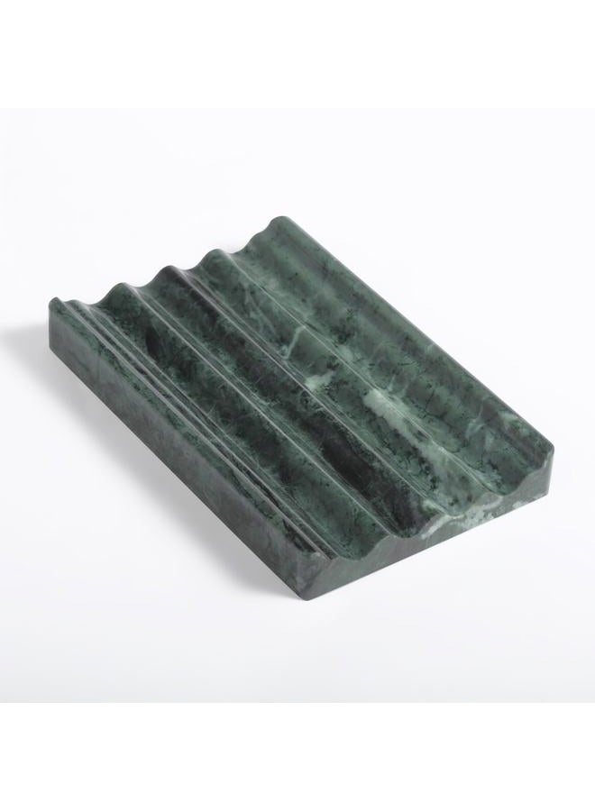 Karibiber Soap Holder, Marble Soap Dish for Shower, Bar Soap Holder with Water Ripple Design, Easy Cleaning Soap Saver for Kitchen Sink，Bathroom, Executive Indian Natural Stone Soap Tray(Indian Green) - Image 1