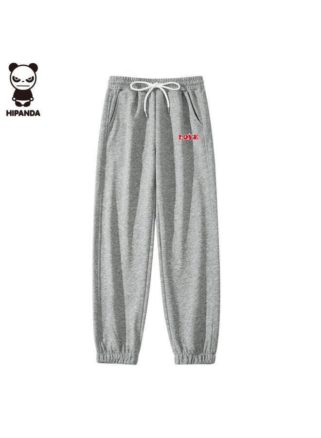 Hipanda Women's Casual Pants  Autumn Trendy Brand Loose High-waist Slim Jogger Sweatpants Gray XL - Image 2