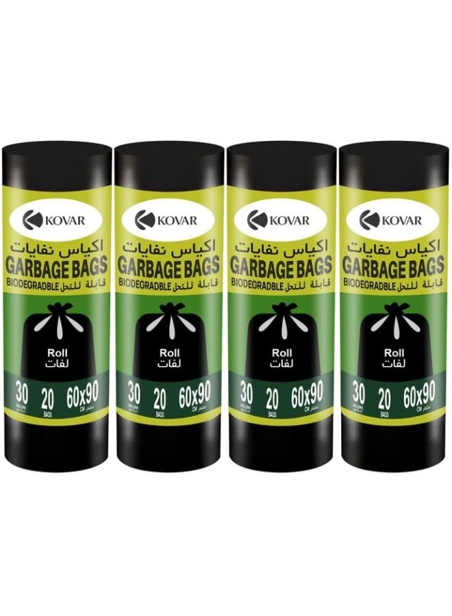 Kovar Biodegradable & Antibacterial Garbage Bags - 30 Gallon, 60X90Cm, 4-Pack Roll Set - Image 1