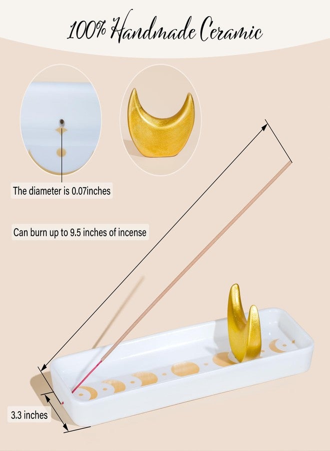ZenBless Incense Holder Multifunction Incense Burner for Burning Palo Santo,Sage Smudge, Incense Sticks,Handcrafted Ceramic Moon Phase Insence-Stick Holder, Ideal for Spiritual Meditation Yoga Gift - Image 5