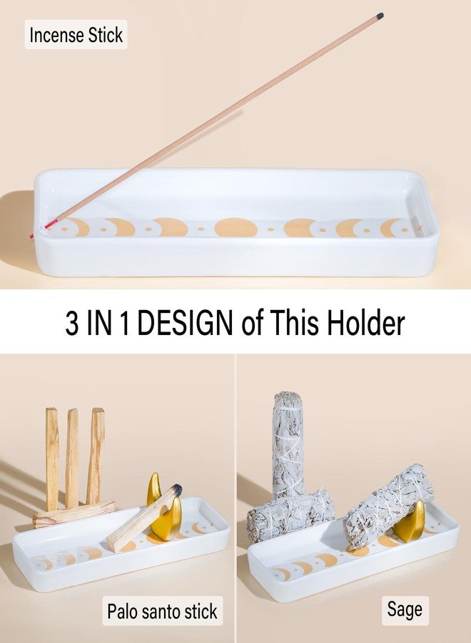 ZenBless Incense Holder Multifunction Incense Burner for Burning Palo Santo,Sage Smudge, Incense Sticks,Handcrafted Ceramic Moon Phase Insence-Stick Holder, Ideal for Spiritual Meditation Yoga Gift - Image 4