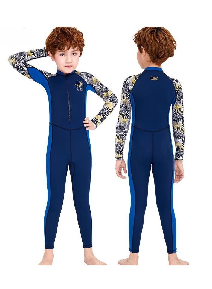 Generic Children's Swimsuit Boy One-Piece Long-Sleeved Sunscreen Swimsuit Middle And Big Children Students Swimming Training Snorkeling Surfing Jellyfish Suit  - Image 1