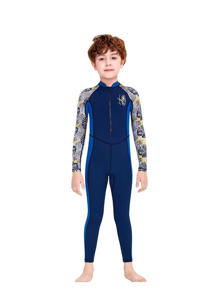 Generic Children's Swimsuit Boy One-Piece Long-Sleeved Sunscreen Swimsuit Middle And Big Children Students Swimming Training Snorkeling Surfing Jellyfish Suit  - Image 2