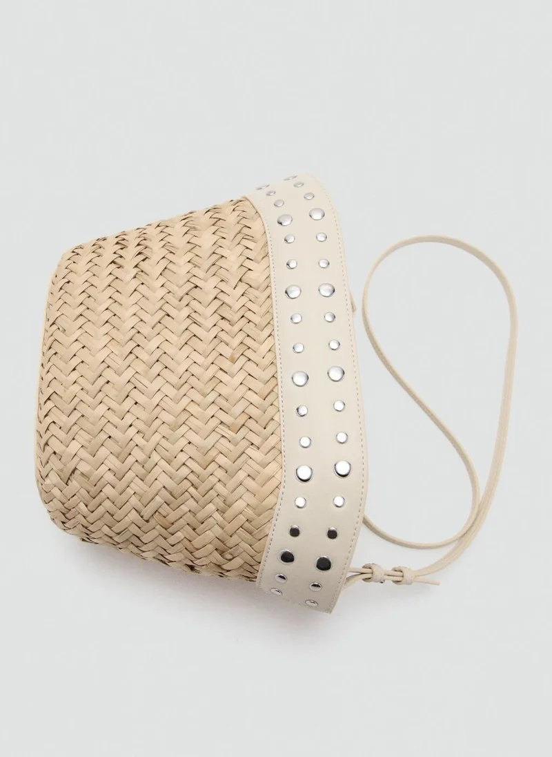 MANGO  Natural fibre basket with studs for Women | Best Price UAE