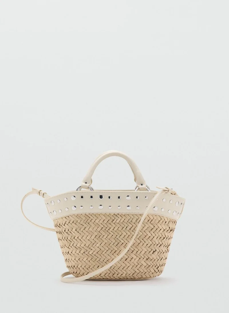 مانجو Natural fibre basket with studs