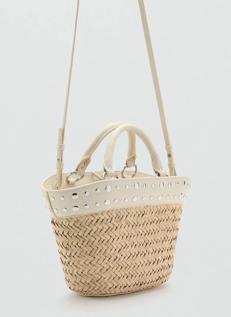 مانجو Natural fibre basket with studs