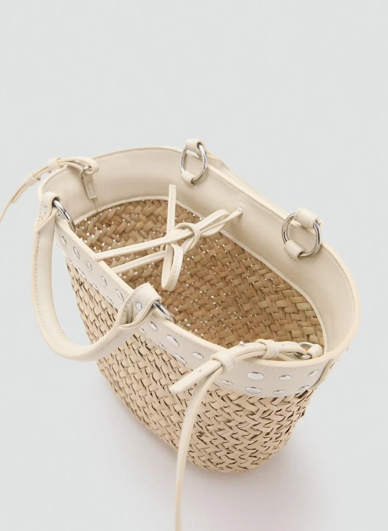 MANGO  Natural fibre basket with studs for Women | Best Price UAE