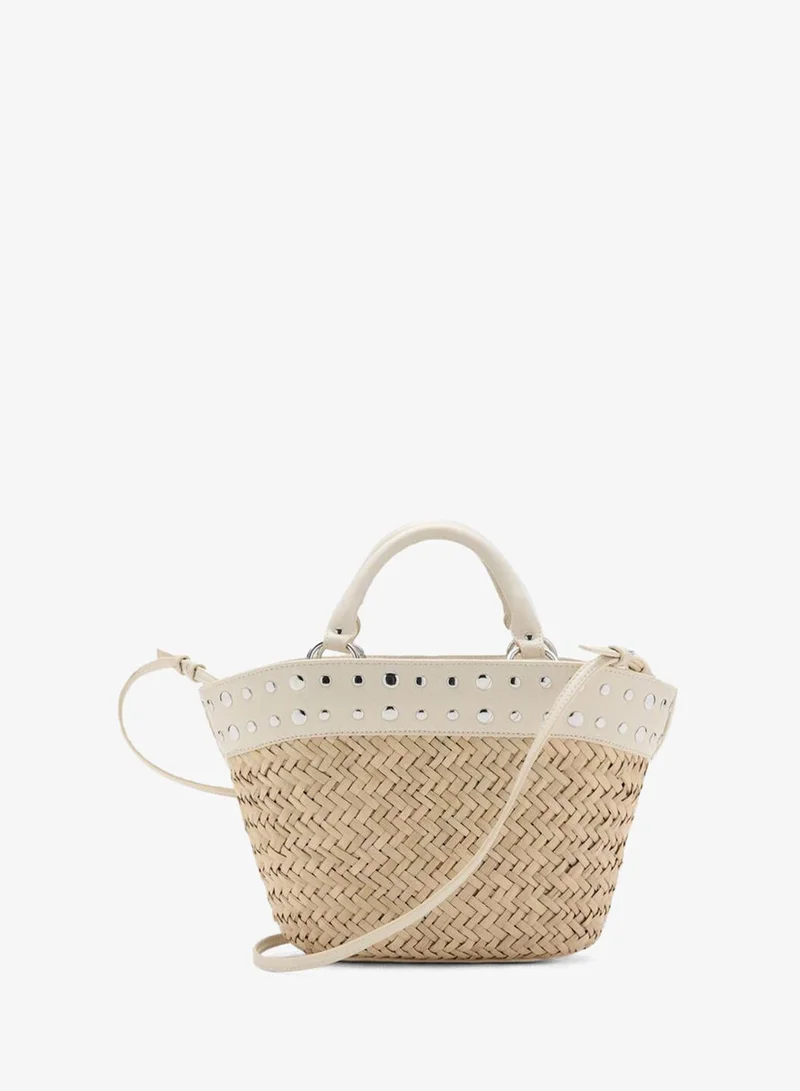 MANGO Natural fibre basket with studs