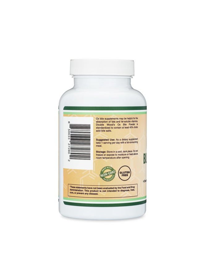 Double Wood Supplements Ox Bile Supplement for No Gallbladder (1,000mg Per Serving, 500mg per Capsule, 120 Capsules) Standardized to 45% Cholic Acid Bile Salts to Help Address Bile Salt Deficiencies by Double Wood - Image 3